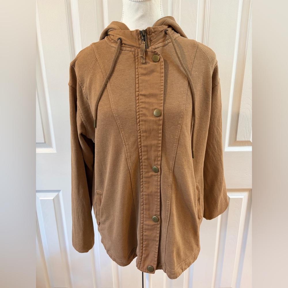 Wrap London Camel Cotton Zip Up Hoodie Size 4 but fits like a M